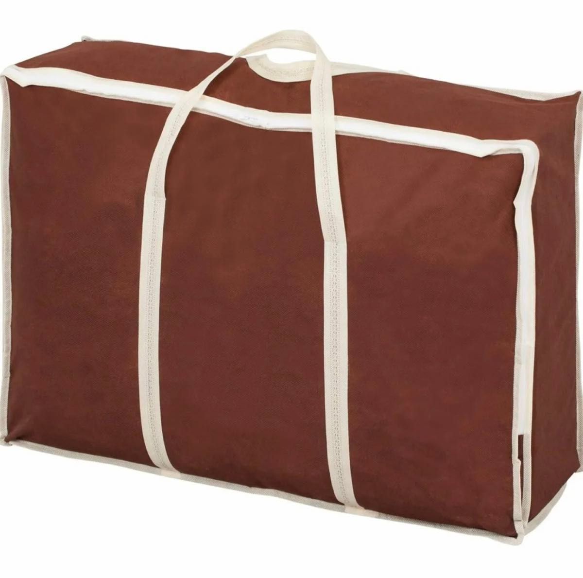 アストロ 羽毛布団収納袋 ブラウン シングルサイズ用 通気性の良い不織布製 収納バッグ 縦型 収納ケース 持ち手付き 