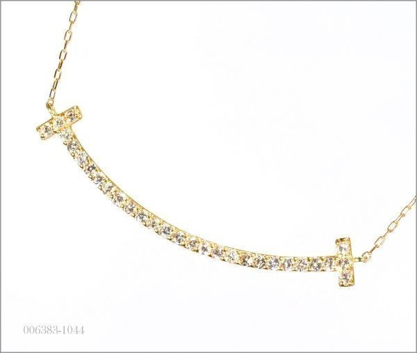 【格安】 Tスマイル ダイヤモンド ネックレス 大型 K18YG 18金製品 国内生産 2211の画像1