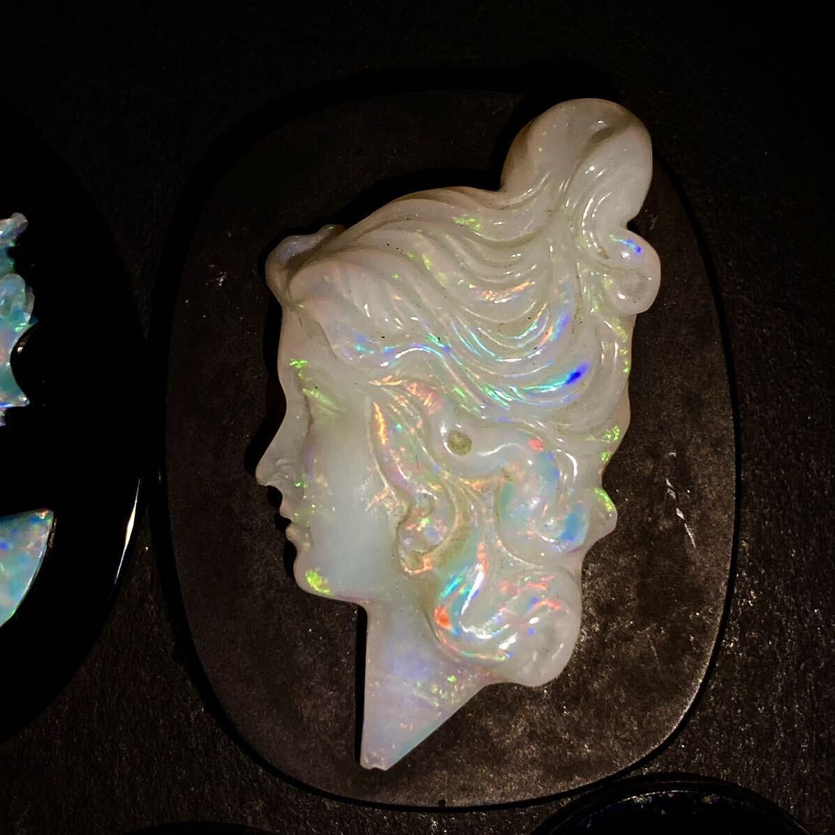 遊色効果!!◆オパールカメオ5点おまとめ◆m 19g/95ct ルース 裸石 宝石 ジュエリー jewelry opal 遊色 cameo _画像3