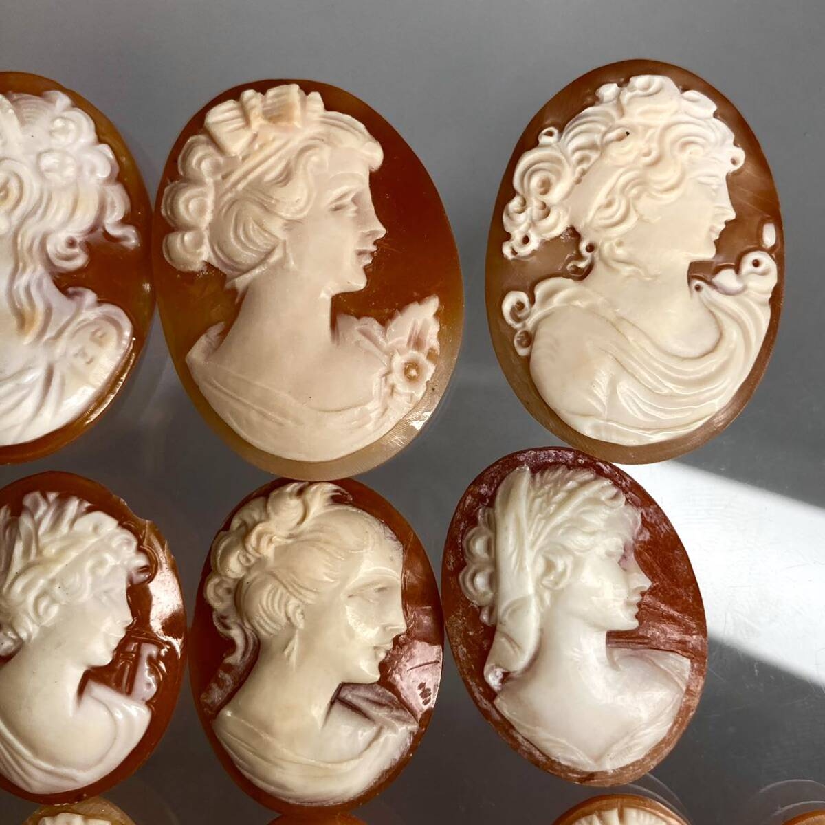 ◆シェルカメオ11点おまとめ 100ct ◆20g M 裸石 宝石 ジュエリー shell cameo jewelry 貴婦人 ブローチ_画像4