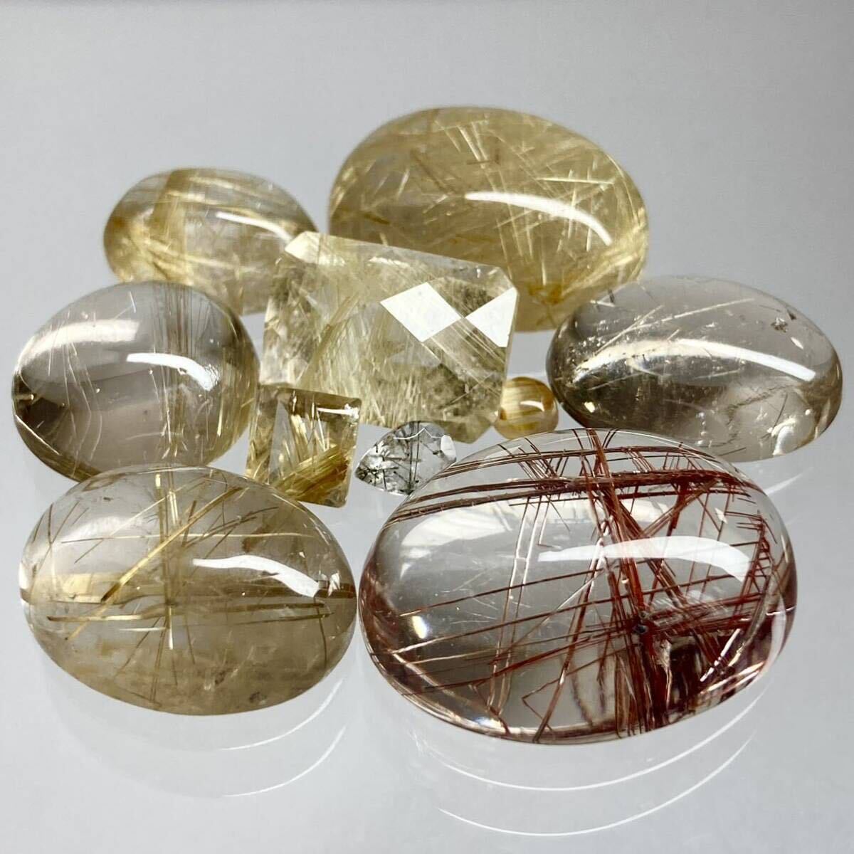 ◆天然ルチルクォーツ10点おまとめ 100ct◆m ルース 裸石 宝石 ジュエリー jewelry yellow 石宝 topaz ②_画像1