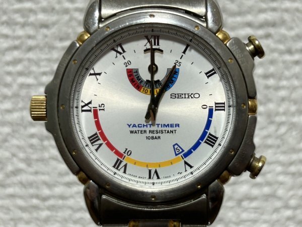 SEIKO　セイコー　8M37-7000　YACHT TIMER　ヨットタイマー　コンビカラー　メンズ腕時計　ブランド腕時計　シルバー系文字盤　クォーツ_画像1