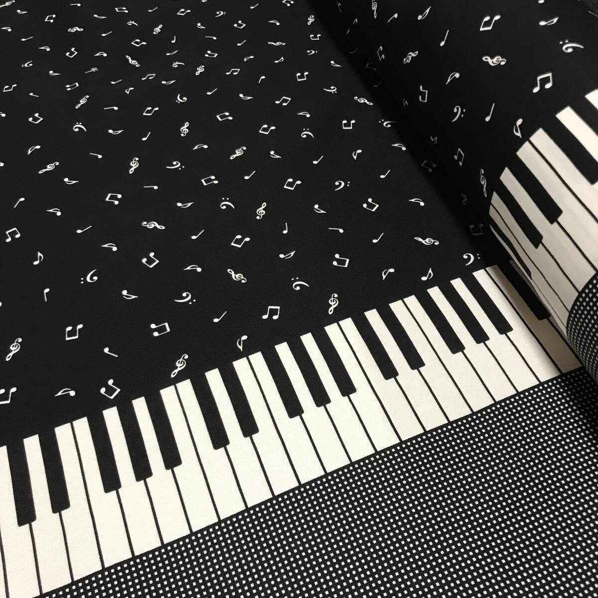 日本製　3m　Handworks Fabric③　鍵盤　ブラック　オックス　ハギレ_画像1