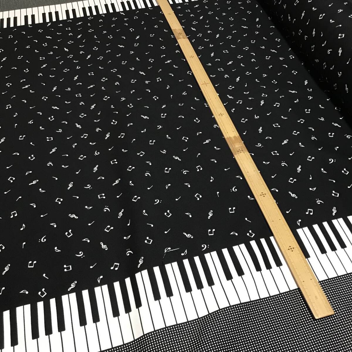 日本製　3m　Handworks Fabric③　鍵盤　ブラック　オックス　ハギレ_画像2