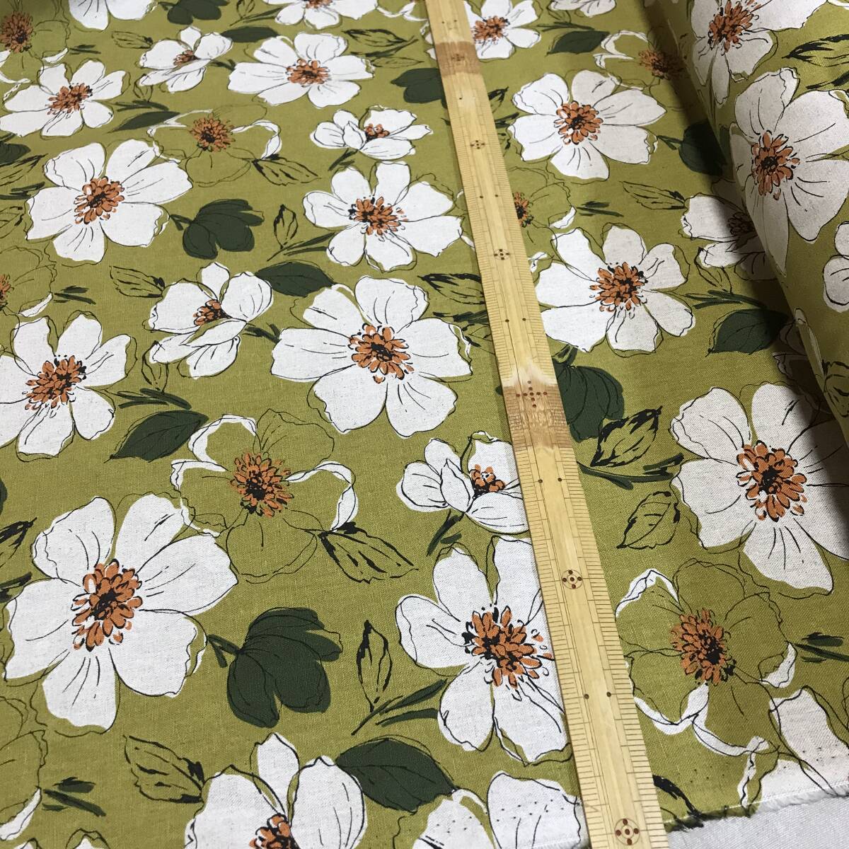  made in Japan 3m cotton flax canvas floral print cloth is gire