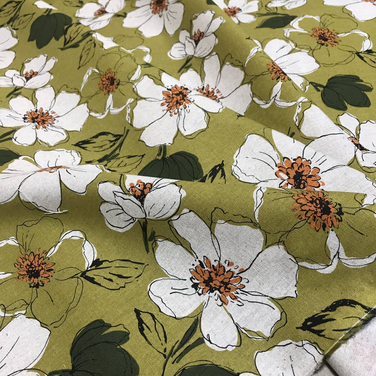  made in Japan 3m cotton flax canvas floral print cloth is gire