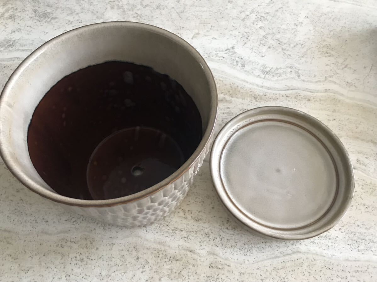 鉢＋受け皿　ガーデニング 陶器　直径約6.5センチ×高さ約15.5センチ　美品_画像4