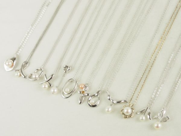 MIKIMOTO Tasaki Shinju SILVER pendant necklace 12 point together Mikimoto tasaki pearl silver accessory 