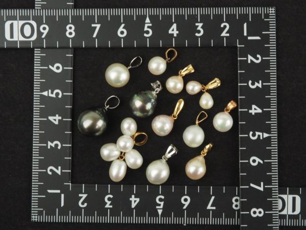 K18 K14 WG pearl pendant top gorgeous together 12 point set pearl Gold accessory 