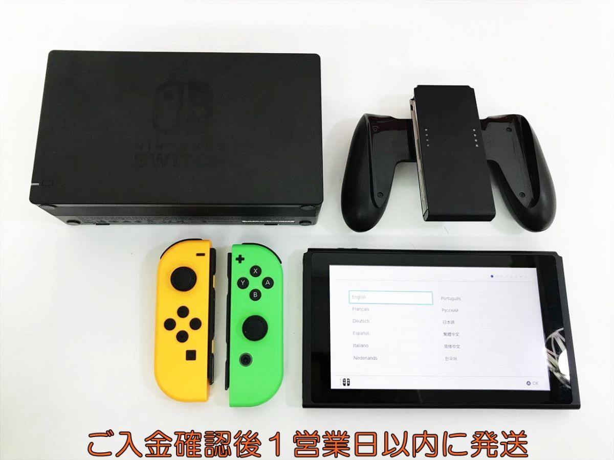 【1円】任天堂 新モデル Nintendo Switch 本体 ネオンオレンジ/ネオングリーン 初期化/動作確認済 スイッチ L05-553kk/G4_画像3