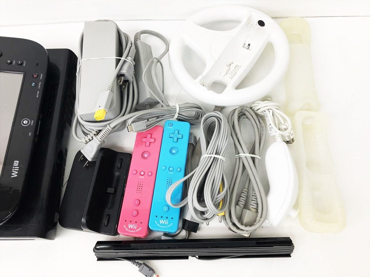 [1 jpy ] nintendo WiiU body peripherals set sale set not yet inspection goods Junk Nintendo Wii U remote control steering wheel etc. DC06-420jy/G4