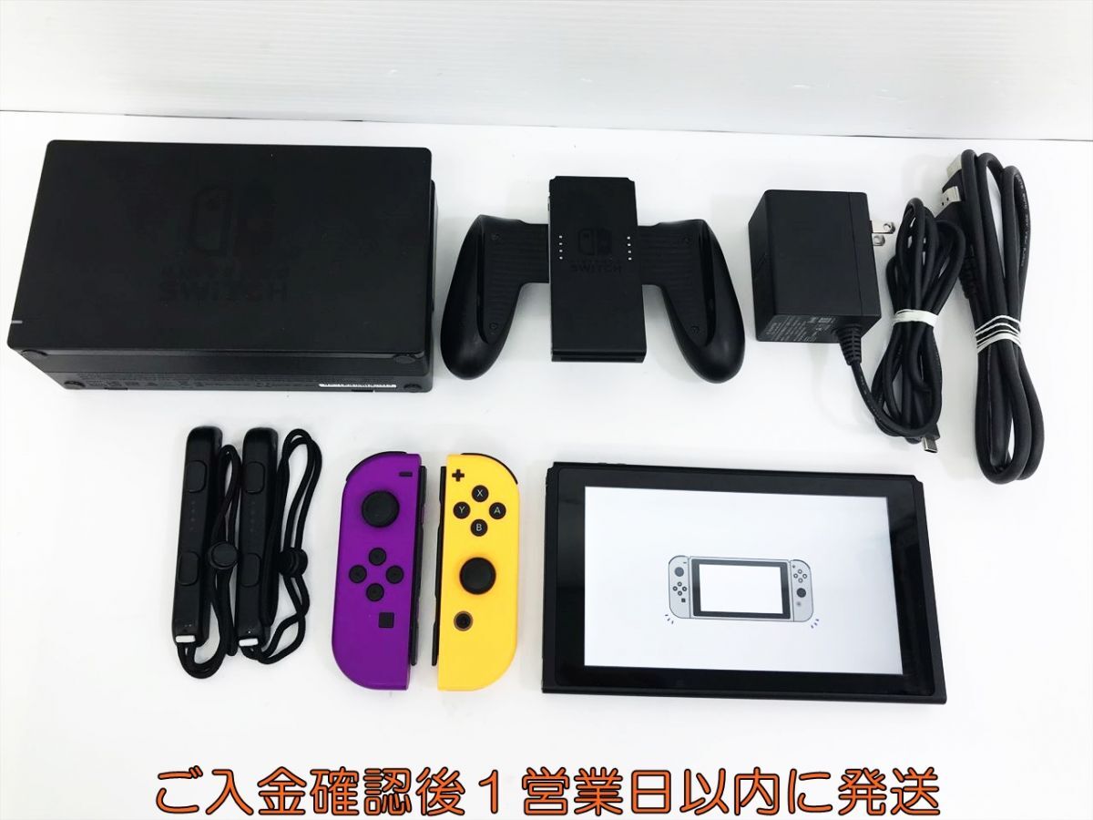 【1円】任天堂 新モデル Nintendo Switch 本体 ネオンパープル/ネオンオレンジ 初期化/動作確認済 スイッチ N01-048kk/F3