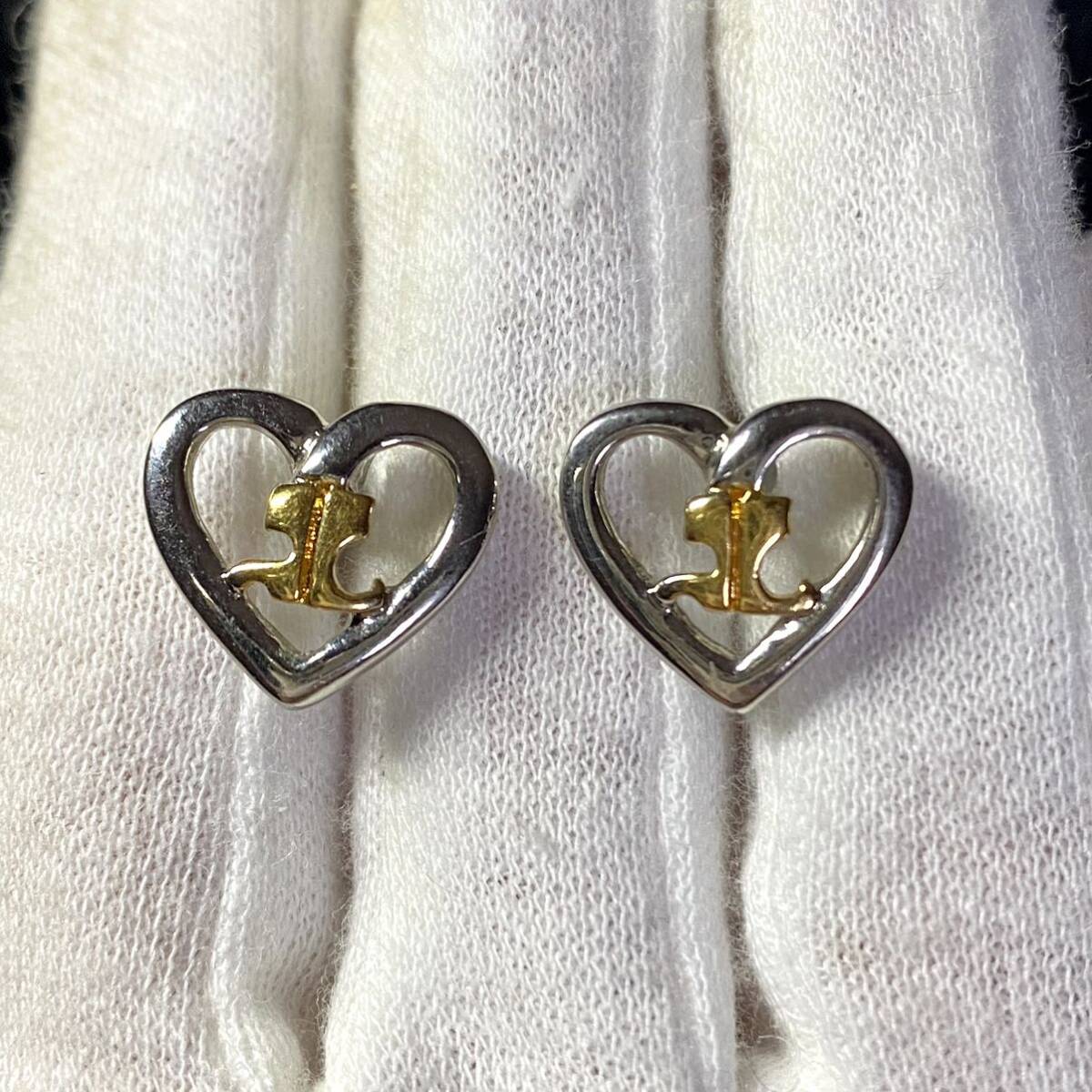 クレージュ courreges ハート モチーフ ピアス シルバー ×ゴールドカラー ヴィンテージ vintage アクセサリー 装飾品_画像6