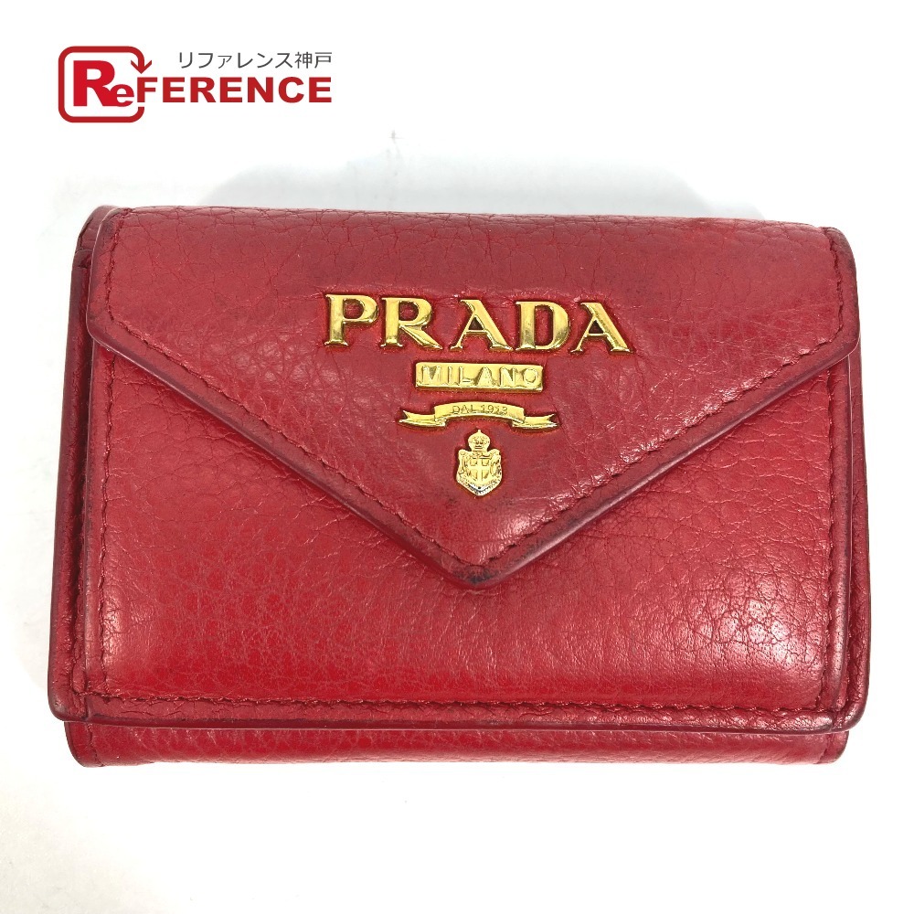 PRADA Prada 1MH021 Logo compact purse 3. folding purse red lady's [ used ]