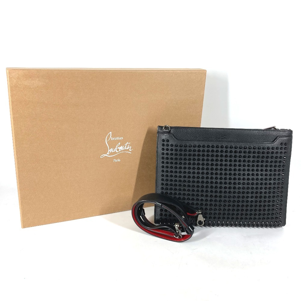 Christian Louboutin クリスチャンルブタン スタッズ 2WAY クラッチバッグ 斜め掛け ショルダーバッグ ブラック レディース【中古】_画像2