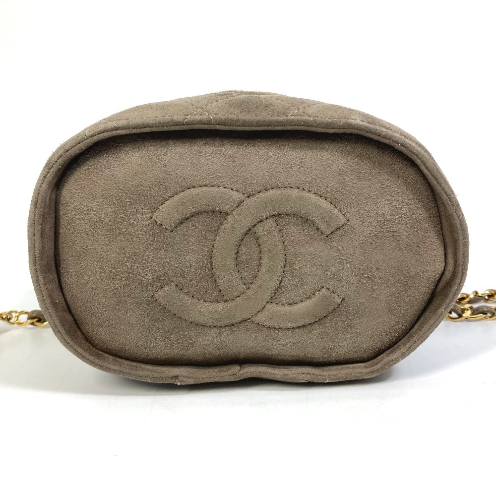 CHANEL シャネル CCココマーク マトラッセ フリンジ バニティ型 チェーン ショルダーバッグ スエード ブラウン レディース【中古】_画像6