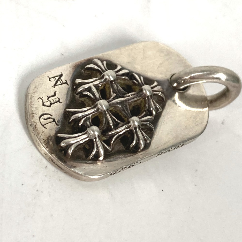 CHROME HEARTS クロムハーツ ドッグタグ スモール レイズド セメタリークロス チェーン ネックレス アクセサリー ペンダントトップ【中古】_画像6