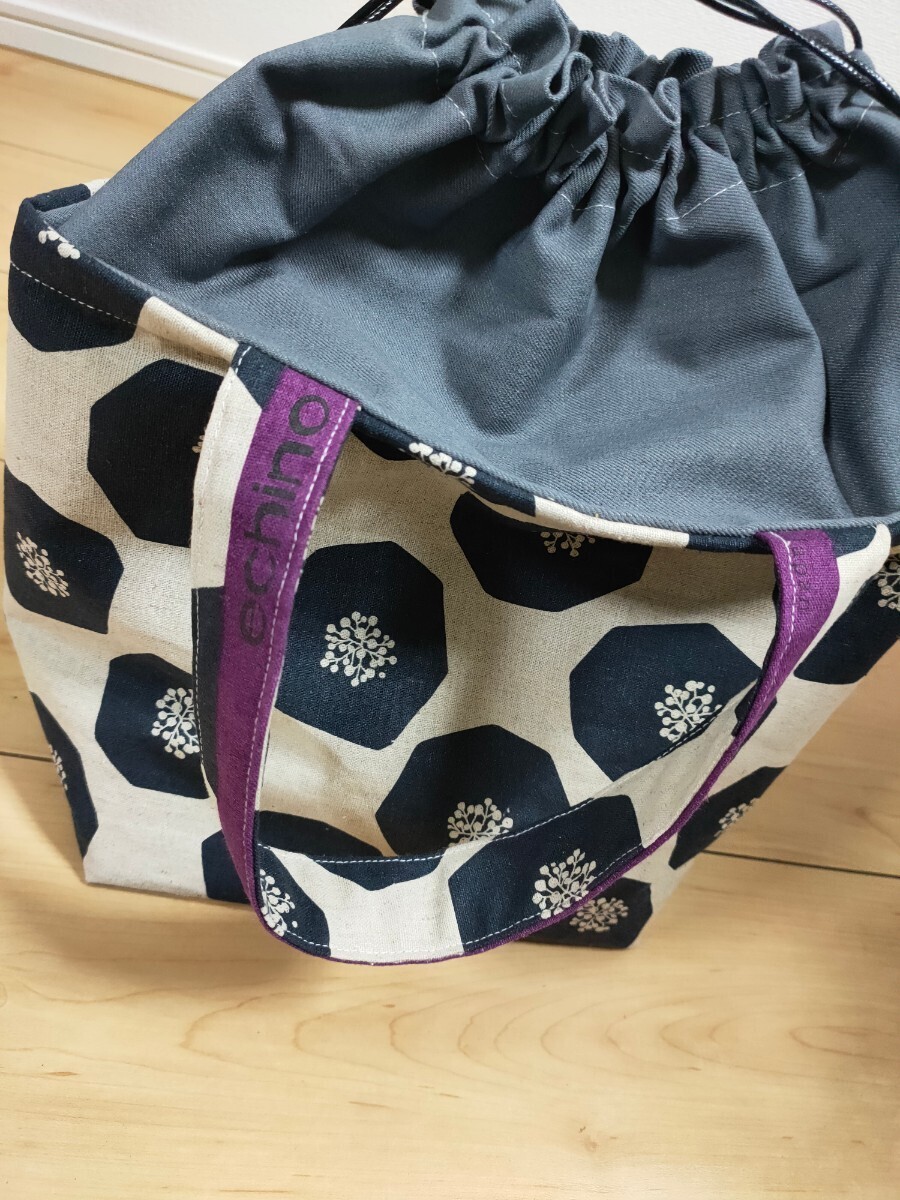 ハンドメイド エチノ メロウ 巾着付きトートバッグ ランチバッグの画像8