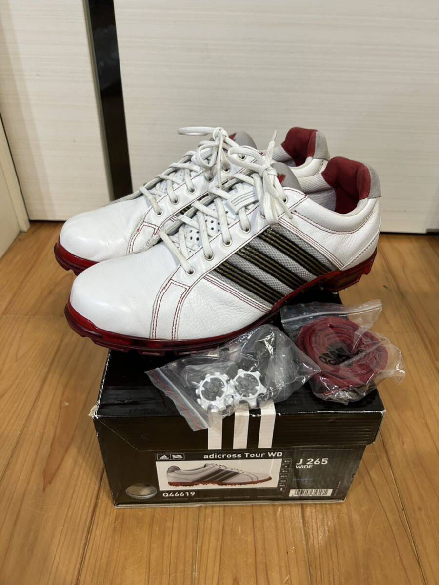 ハーフラウンド使用 26.5㎝ アディダス アディ スーパースター adicross tour wd 白 ゴルフ シューズ