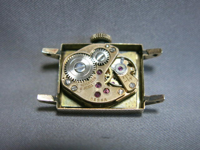 女性用腕時計「レディース SWISS Destray K18 2針 17石 手巻き ジャンク」スイス アンティーク 18金時計_画像6