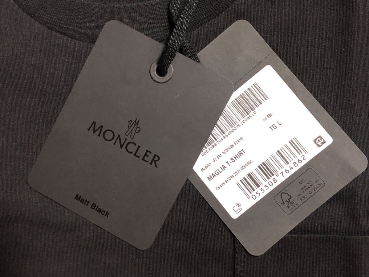 未使用 MONCLER MAGLIA TーSHIRT 999 ブラック モンクレール Tシャツ Lサイズ シャツ L 正規品 送料無料 ワッペン ブラックワッペン