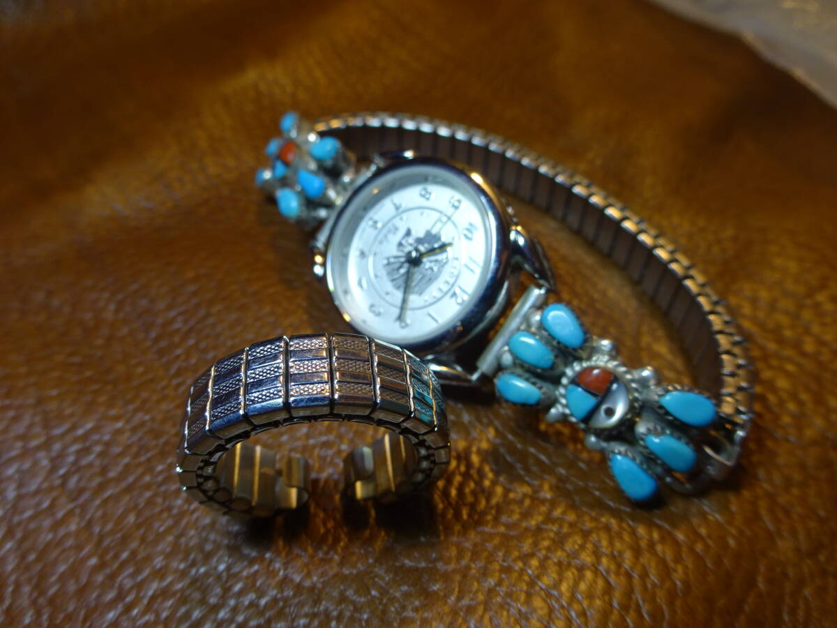 インディアンジュエリー時計用ベルト85ミリ蛇腹ステンレスナバホ族ズニ族ウォッチチップ_ベルトの販売です