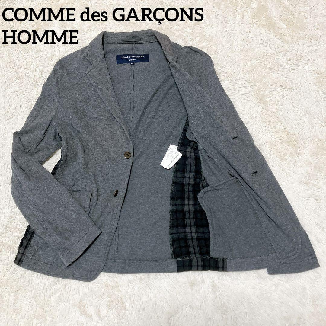 高級コムデギャルソンオム COMME des GARCONS HOMME アンコンジャケット サマージャケット テーラードジャケット グレー チェック Mサイズ_画像1