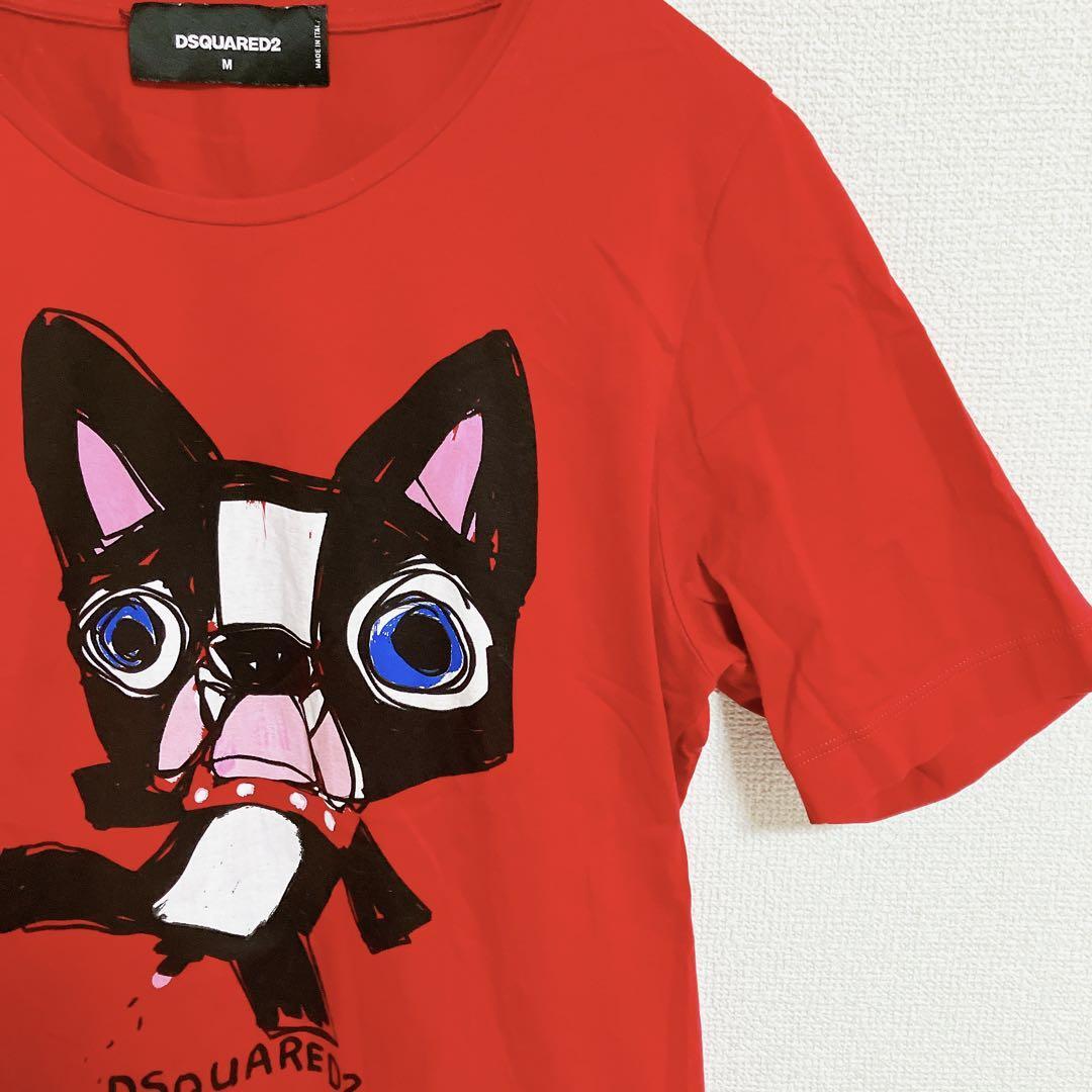 【高級】 DSQUARED2　ディースクエアード カットソー クレイジー チロ アダルト 落書き 犬　Mサイズ　レッド_画像6