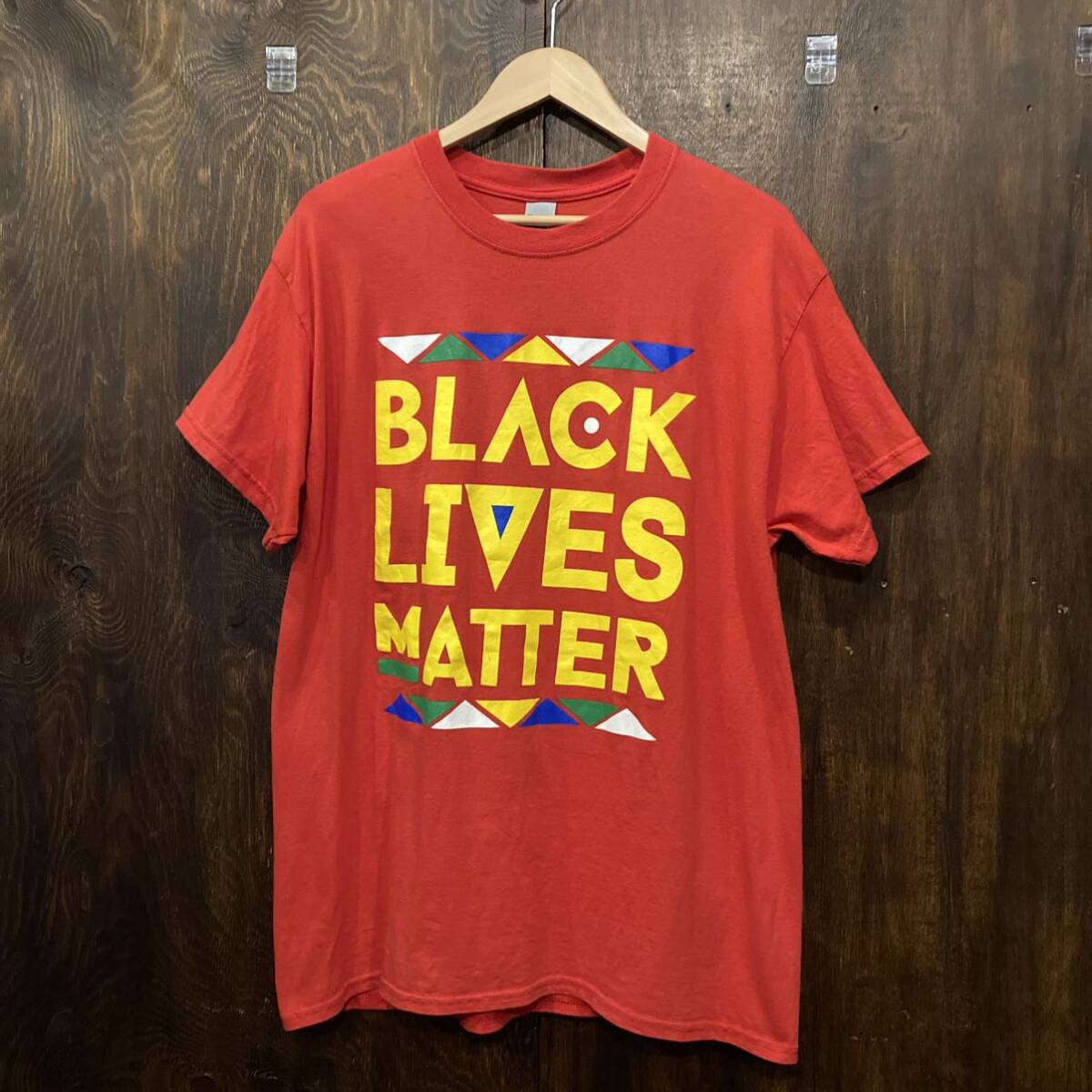 USA古着 半袖Tシャツ black lives matter 赤 Lサイズ ブラックライブズマター