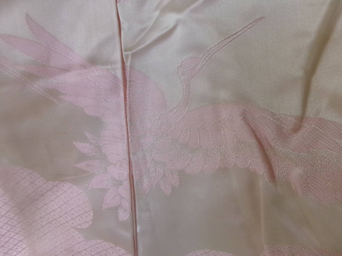 N-759[5-23]*12 wedding .. colorful wedding kimono pink ground .. sho crane kimono silk bride .. Japanese clothes wedding wedding 