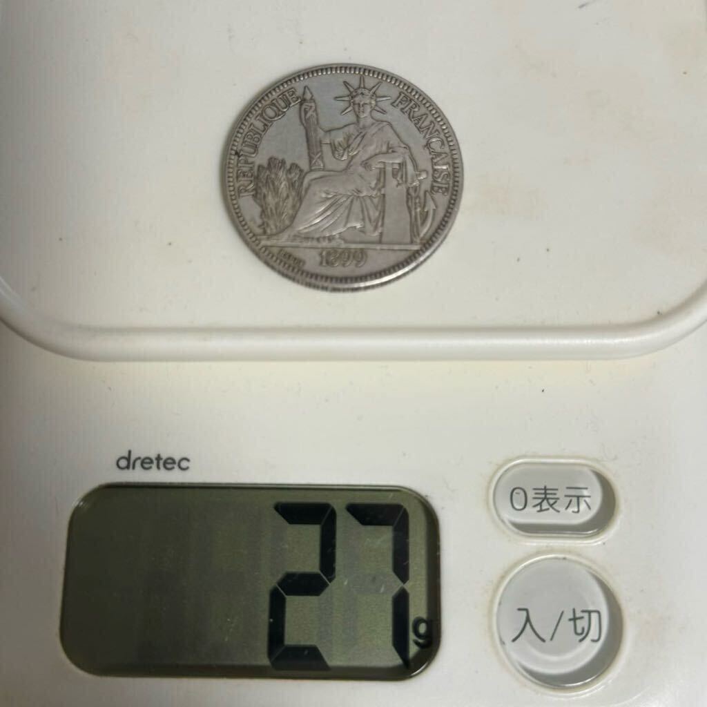 コイン 古銭 硬貨 自由の女神 貿易銀 フランス領インドシナ 銀貨 大型銀貨 ピアストル リバティ 銀貨の画像5
