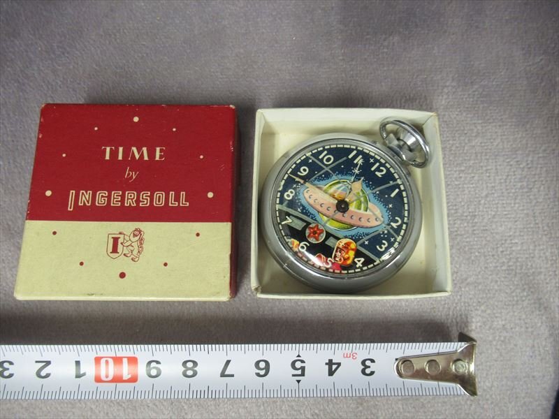 当時物 レアインガソール 【50's INGERSOLL フロム アウタースペース 懐中時計】FROM OUTER SPACE ビンテージ　SPACE ブリキ tintoy_画像4