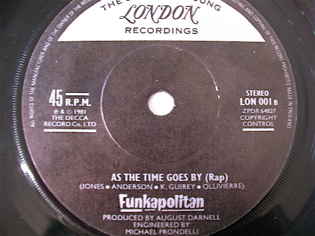 7inch★Funkapolitan 『As The Time Goes By (Vocal/Rap)』★45 EP、Funk, Disco★August Darnell_画像2
