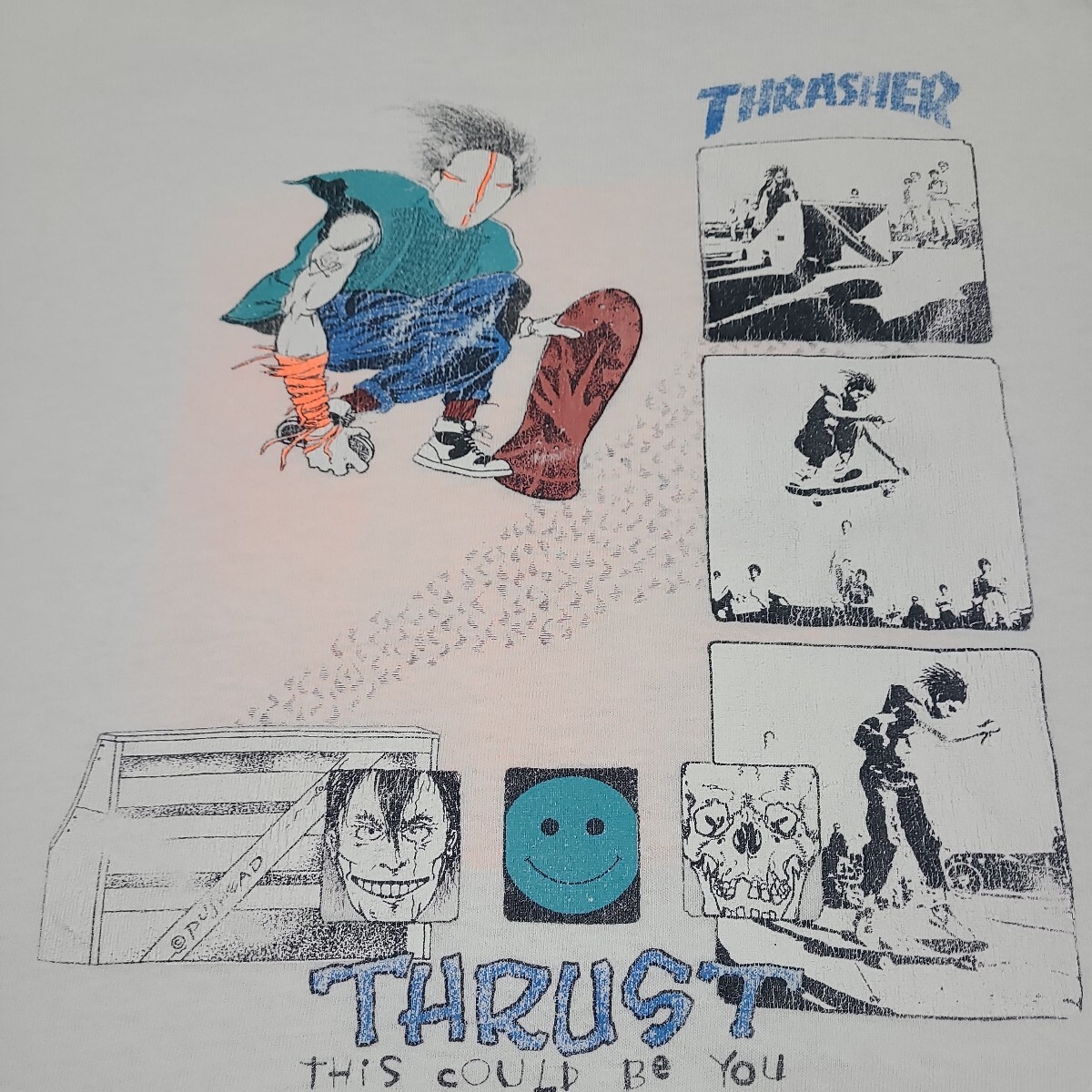 80s Thrasher Magazine Thrust Tシャツ Pushead スケートボード ヴィンテージ スラッシャー_画像2