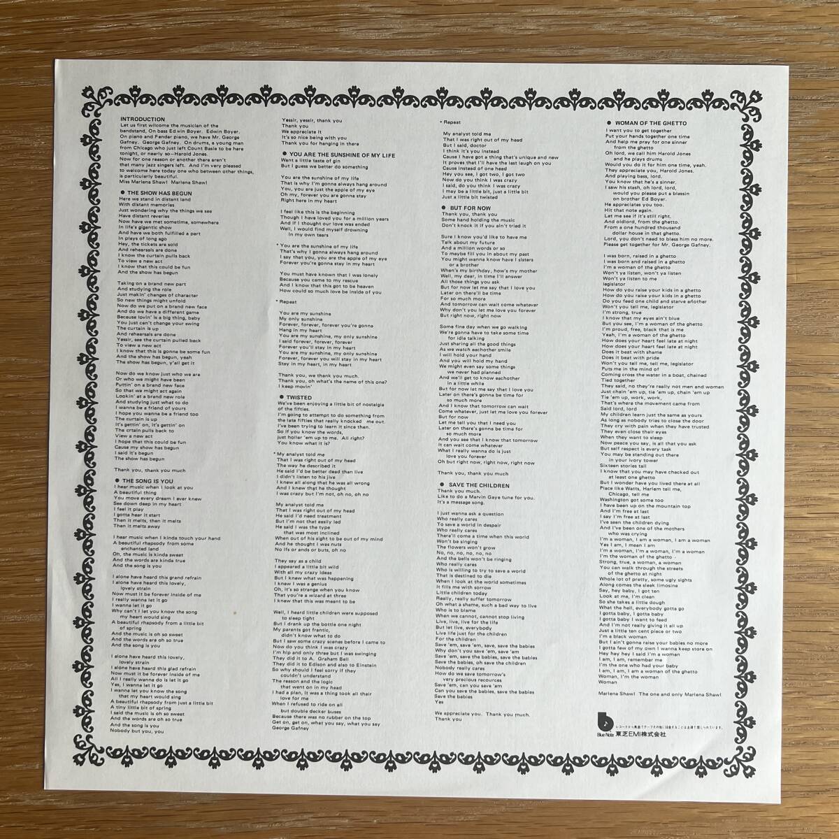 マリーナ・ショウ MARLENA SHAW Live At Montreux 国内盤 白ラベルプロモ LP 帯付き 1976 BLUE NOTE_画像5