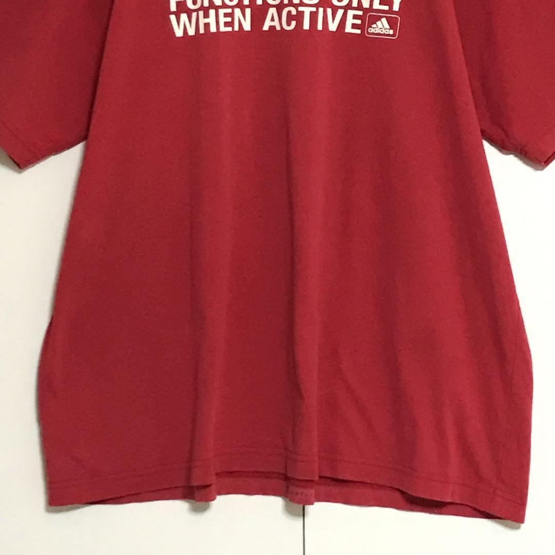 【最高の色落ち】アディダス　バックプリントロゴ入りTシャツ　レッド　F967