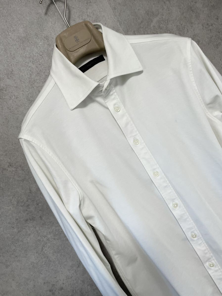 【DESIGNWORKS】定価約70%OFF 定番ストレッチジャージシャツ　デザインワークス　46 ホワイト 白 長袖 ドレスシャツ 