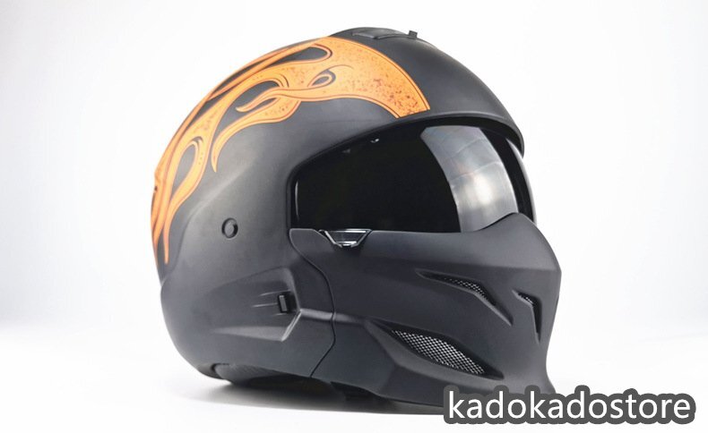 内蔵ゴーグル ヘルメットバイクヘルメット フルフェイス ハーフヘルメット ハーレーレトロコンビネーションヘルメット 組立式 M-XXL_画像2