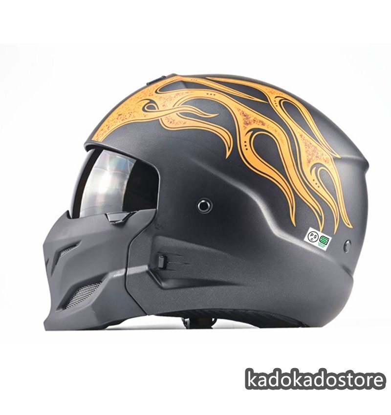内蔵ゴーグル ヘルメットバイクヘルメット フルフェイス ハーフヘルメット ハーレーレトロコンビネーションヘルメット 組立式 M-XXL_画像1