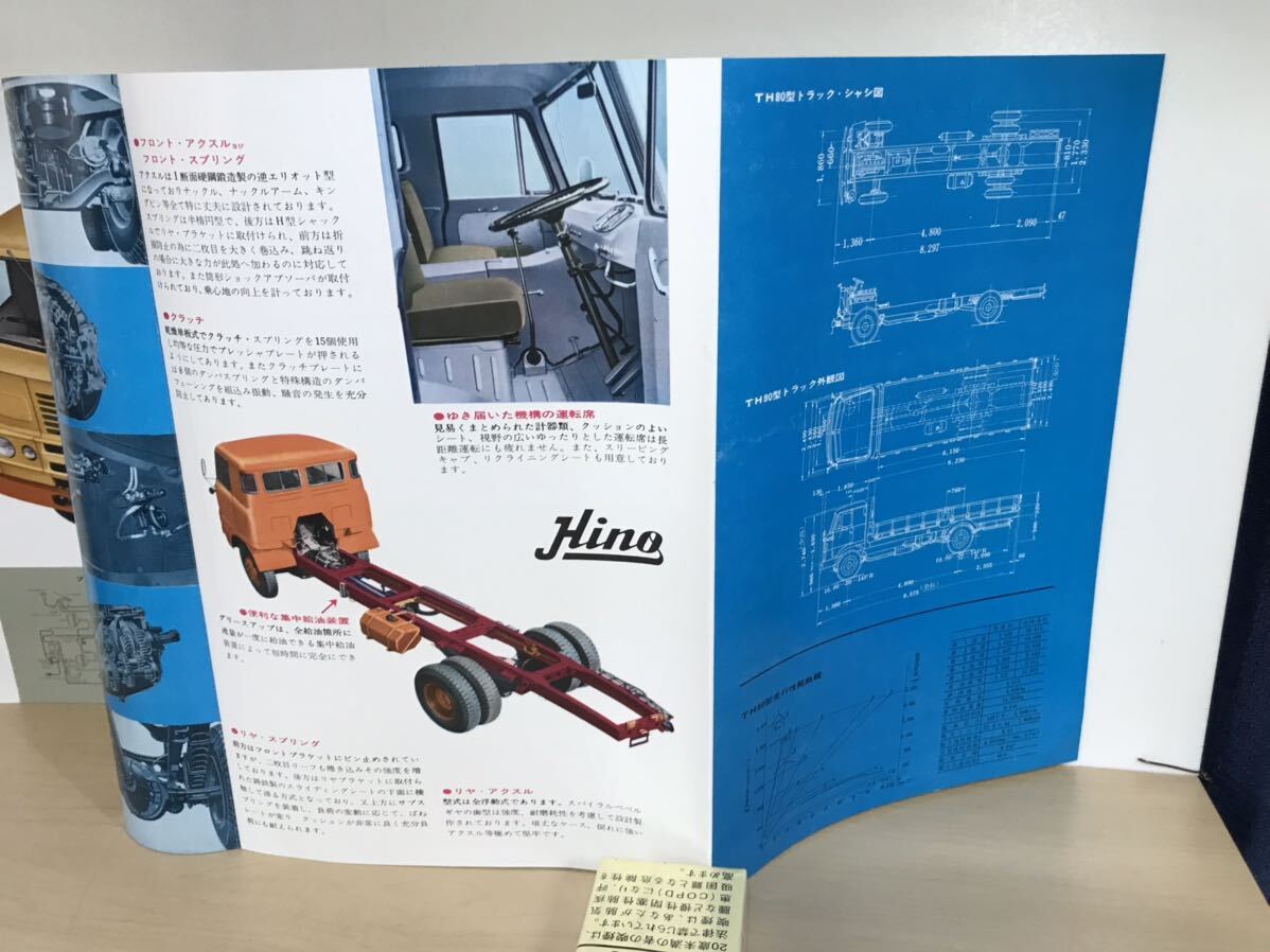  old car truck catalog Hino Motors *Hino MODEL TH80 diesel * truck 62.1 1 sheets thing / four . folding scorch / some stains / dirt / scrub / breaking / other with defect 