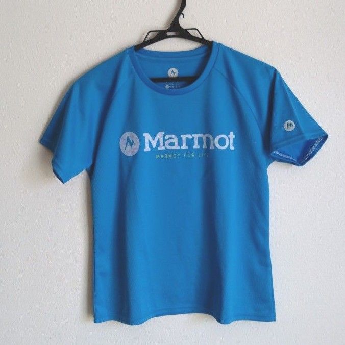 Marmot Tシャツ 半袖Tシャツ ランニングシャツ 水色 ライトブルー 即乾 速乾 透湿 women's M