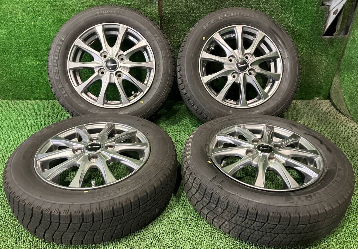 函館発☆最落なし!【社外ホイール☆13インチセット】13×4 PCD100 4穴 OFF45 ICEESPORTE 155/65R13 2022年製 冬タイヤ付きの画像1