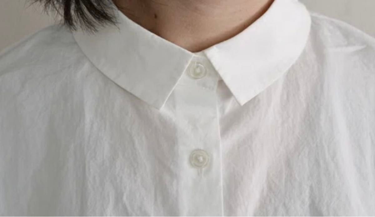 MUJI 無印良品　インド綿高密度織り　ワイドシャツ(八分袖) オフホワイト　ONE SIZE  (レディース) 