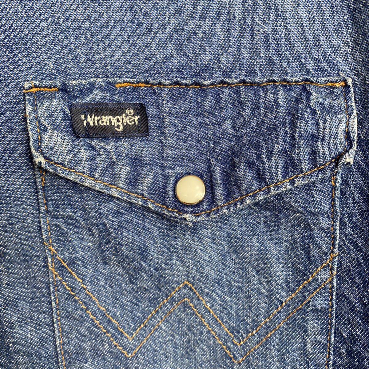 90's USA製 WRANGLER デニム ウエスタンシャツ Lサイズ ゆったりしたサイズ感_画像8