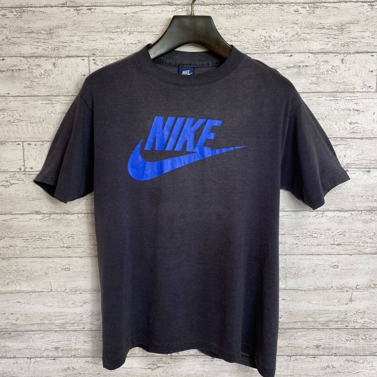 80's 紺色タグ USA製 NIKE ヴィンテージ Tシャツ サイズXL チャコールグレー 最高の雰囲気 ナイキ