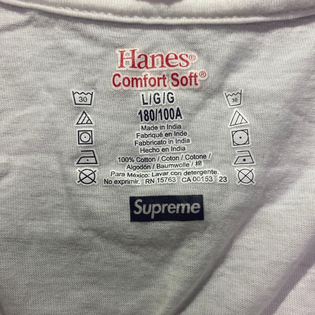 M White x 3枚セット【Supreme x Hanes Tagless T-Shirts (3-Pack) 白】