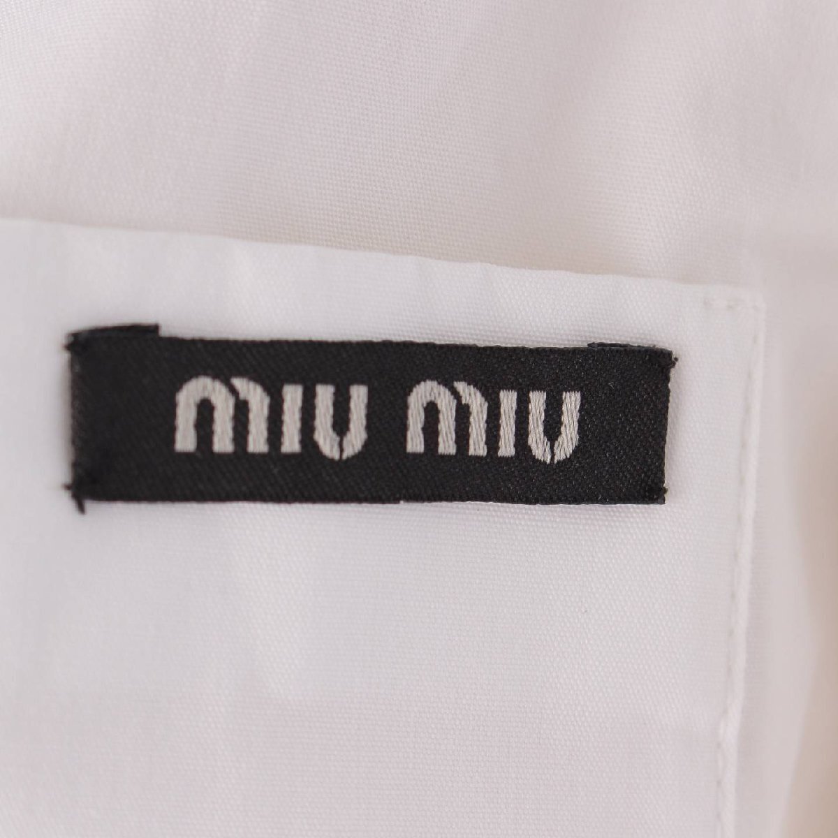 【ミュウミュウ】Miu Miu　21年 ホワイトポプリン デザイン襟 リボン コットン ドレス ワンピース ホワイト 40 【中古】207635_画像7
