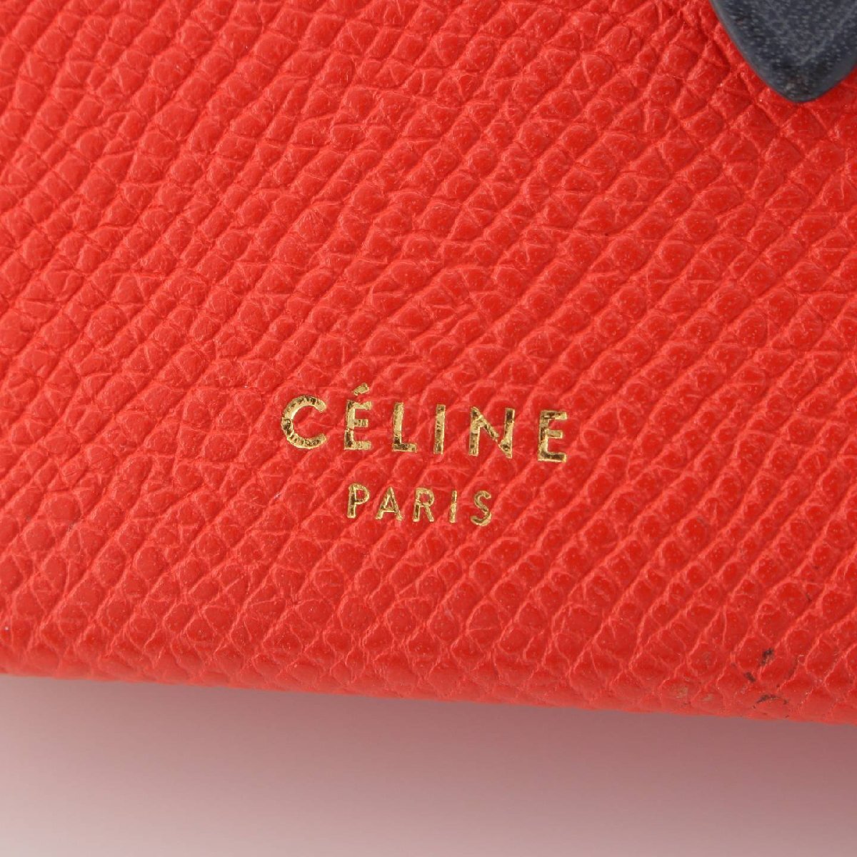 【セリーヌ】Celine　ロゴ レザー アコーディオン ストラップ カードケース カードホルダー オレンジ 【中古】【正規品保証】206553_画像5