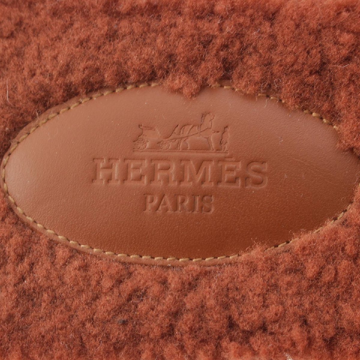 【エルメス】Hermes　オラン Hモチーフ ムートン ファー フラット サンダル ミュール ブラウン 39 【中古】【正規品保証】206083_画像7