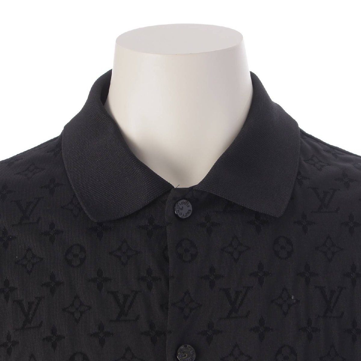 【ルイヴィトン】Louis Vuitton　メンズ NBA モノグラム レザーパッチ 半袖 シャツ RM212M ブラック XL 【中古】【正規品保証】207352_画像5